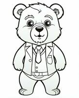 a cartoon bear wearing a suit and tie. Generative AI photo