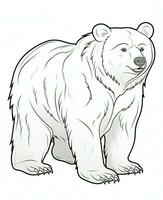 a bear coloring page with a white background. Generative AI photo