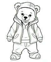 coloring pages for kids teddy bear. Generative AI photo