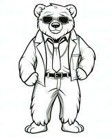 a cartoon bear wearing a suit and tie. Generative AI photo