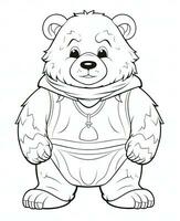 vector of bear in black and white coloring. Animal coloring page. Generative AI photo