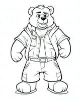 a coloring page of a bear in a jacket. Generative AI photo