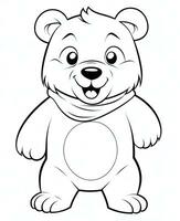 a cartoon bear with a bandana on its head coloring pages. Generative AI photo