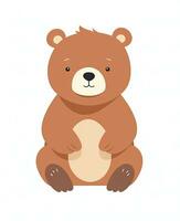 a cartoon brown bear sitting on the ground. Generative AI photo