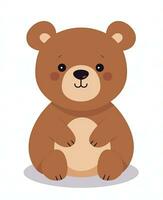 Illustration of Cute and tender bear Character Cartoon Vector. Generative AI photo