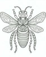 bee coloring page with intricate patterns. Generative AI photo