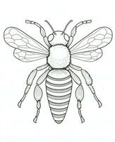 a bee coloring page with a black and white drawing. Generative AI photo