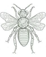 coloring page with a bee. Generative AI photo