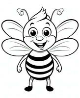 Cute bee cartoon character mascot in outline. Generative AI photo