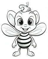 Cute bee cartoon character mascot in outline. Generative AI photo