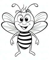 a cartoon bee coloring page. Generative AI photo