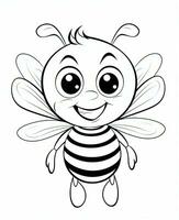 a cartoon bee coloring page. Generative AI photo