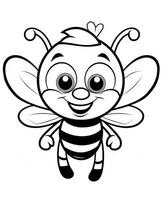 cute cartoon bee coloring page. Generative AI photo