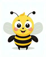 Illustration of cute bee on white background. Generative AI photo