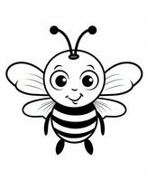 a cartoon bee with a black and white face. Generative AI photo