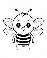 a cute bee coloring page. Generative AI photo