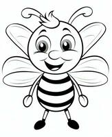 bee coloring pages for kids. Generative AI photo