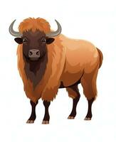 vector illustration of bison on white background. Generative AI photo