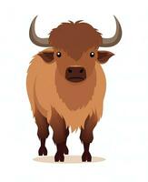 a cartoon bison standing on a white background. Generative AI photo