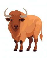 an illustration of a brown buffalo with horns. Generative AI photo