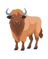 a cartoon buffalo standing on a white background. Generative AI photo