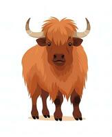 highland cow, cartoon vector illustration. Generative AI photo