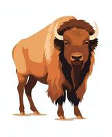 an illustration of a bison on a white background. Generative AI photo