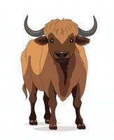 vector illustration of a brown buffalo on a white background. Generative AI photo