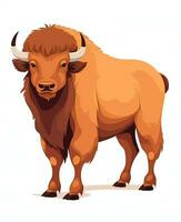 an illustration of a bison on a white background. Generative AI photo