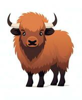 a cartoon bison standing on a white background. Generative AI photo