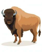 an illustration of a bison standing on a white background. Generative AI photo