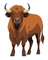 an illustration of a brown bull with horns. Generative AI photo