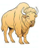 an illustration of a bison on a white background. Generative AI photo