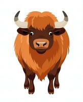 a cartoon brown buffalo with horns on its head. Generative AI photo