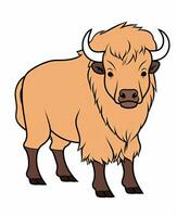 a cartoon bison standing on a white background. Generative AI photo