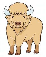 cartoon bison standing on a white background. Generative AI photo