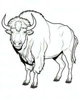 a bison is standing in a line on a white background. Generative AI photo