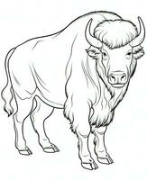 a bison is standing in the coloring page. Generative AI photo