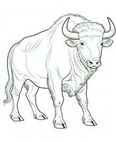 coloring page of bison. Generative AI photo