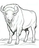 a coloring page of a bison. Generative AI photo