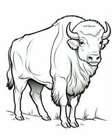 a bison coloring page for kids. Generative AI photo