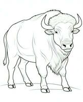 a bison is standing in the coloring page. Generative AI photo