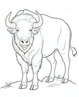 a coloring page with a buffalo. Generative AI photo