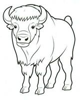 a bison coloring page for kids. Generative AI photo