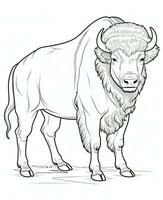 coloring page of bison. Generative AI photo
