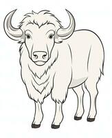 a white buffalo with horns standing in front of a white background. Generative AI photo