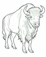 a bison coloring page for kids. Generative AI photo