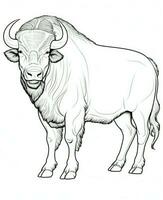 a drawing of a buffalo on a white background. Generative AI photo