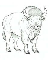 a coloring page of a bison. Generative AI photo