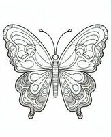 Illustration for coloring book with butterfly isolated on white background. Generative AI photo